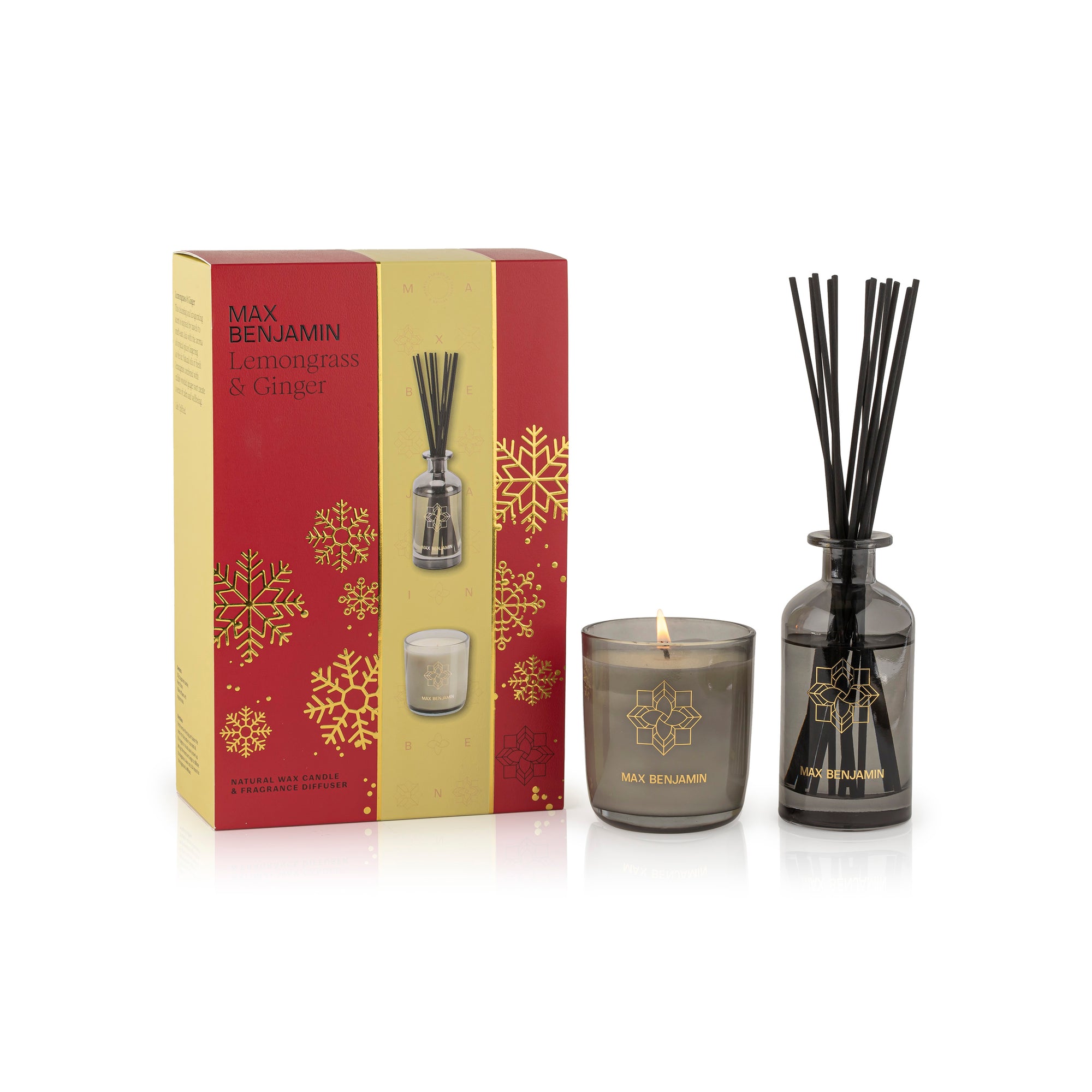 Max Benjamin - Geurkaars & Geurstokjes Cadeauset Kerst - Lemongrass & Ginger